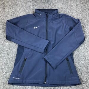 Nike Therma-FIT Softshell Fleece Lined Jacket Navy Blue Full Zip Womens Medium